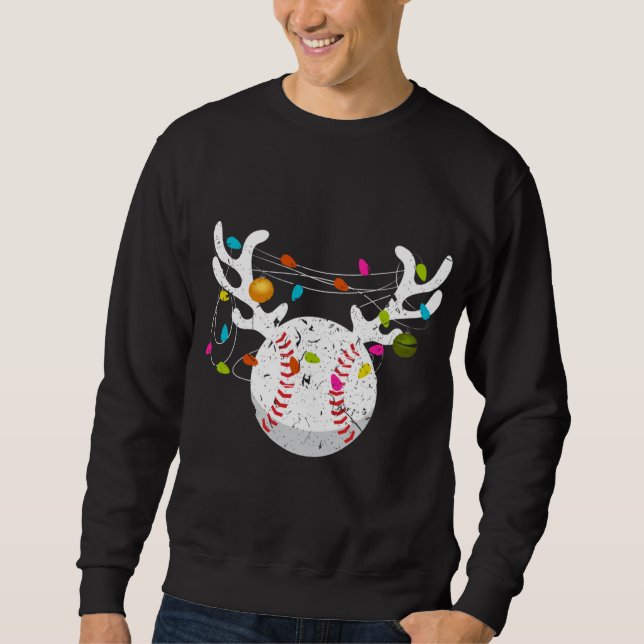 Sweatshirt Noël Lumières Bal de Baseball Funny Noël (Devant)