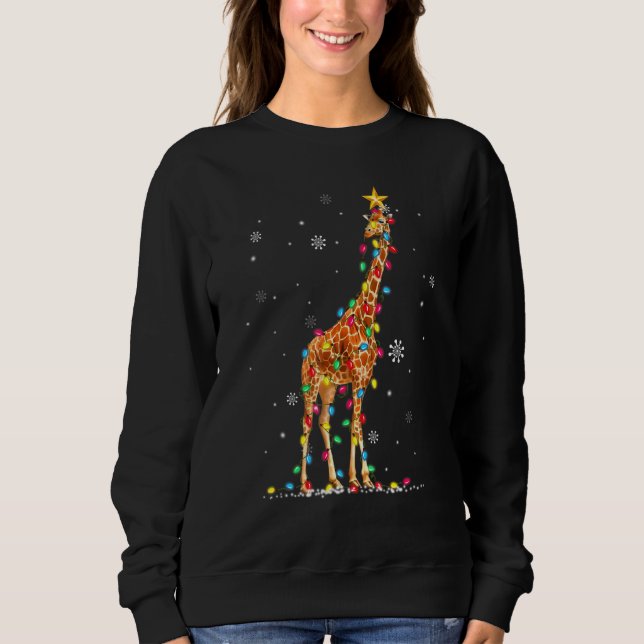 Sweatshirt Noël Lumières Giraffe Giraffes Noël (Devant)