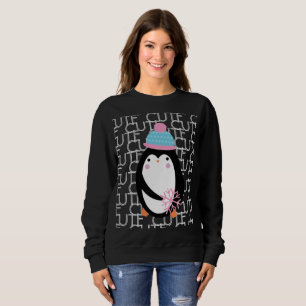 Sweatshirt Noël Manchot Mignon Flocon de Neige Hiver