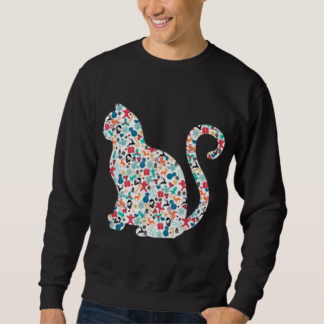 Sweatshirt Noël Motif Chat Noël (Devant)