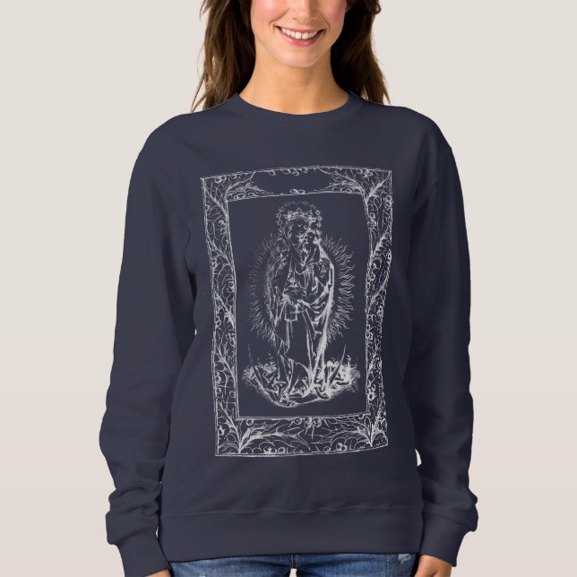 Sweatshirt Noël Nativité Madonna et Enfant Holly Frontière (Devant)
