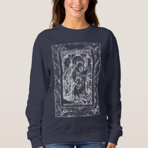 Sweatshirt Noël Nativité Madonna et Enfant Holly Frontière