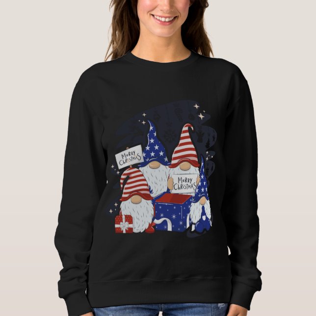 Sweatshirt Noël Noël Chapeau américain Joyeux Noël Gnomes (Devant)