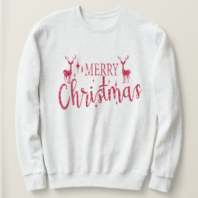 Sweatshirt Noël Parties scintillant rouge Joyeux Noël (Design devant)