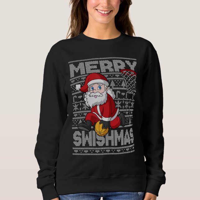 Sweatshirt Noël Père Noël Basketball Joyeux Swishmas Fu (Devant)