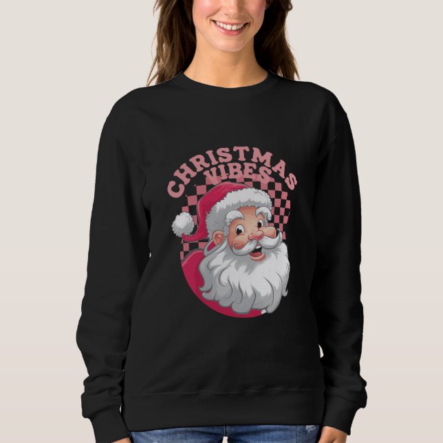 Sweatshirt Noël Père Noël Rose Rétro Vintage (Devant)
