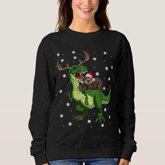 Sweatshirt Noël Père Noël Sloth Riding Trex (Devant)