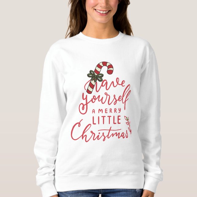 Sweatshirt Noël personnalisé avec un script de canne à bonbon (Devant)