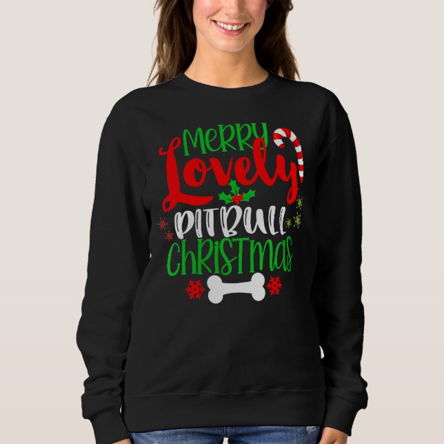 Sweatshirt Noël Pitbull mignon (Devant)