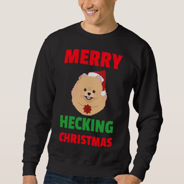 Sweatshirt Noël Poméranien en bambou (Devant)