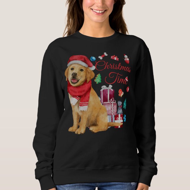 Sweatshirt Noël Pour Le Mignonne Golden Retriever (Devant)