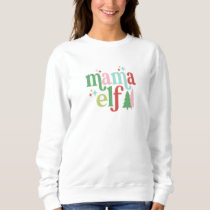 Sweatshirt Noël Retro Pastel Mama Elf
