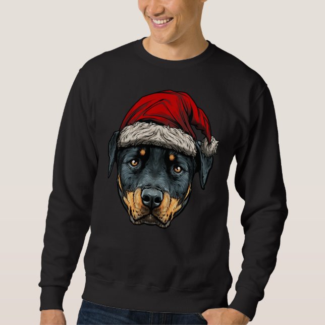 Sweatshirt Noël Rottweiler race de chiens râpé Scoop (Devant)
