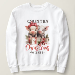 Sweatshirt Noël rustique Pays Souhaite Joli Cochon