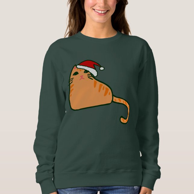 Sweatshirt noël santa claus casquette orange tabby chat (Devant)
