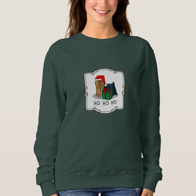 Sweatshirt Noël Santa Hat Yorkshire Terrier Yorkie Cute (Devant)