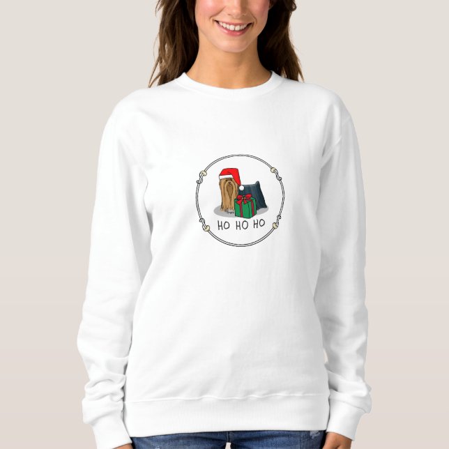 Sweatshirt Noël Santa Hat Yorkshire Terrier Yorkie Cute (Devant)