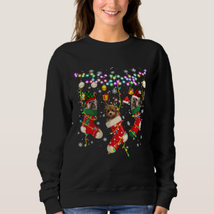 Sweatshirt Noël Santa Renne Elfe Carreaux Shih Poo Dans Xma