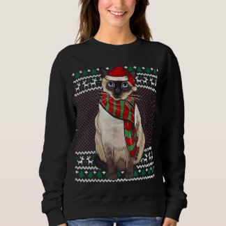 Sweatshirt Noël Siamese Chat Santa Hat Noël laid