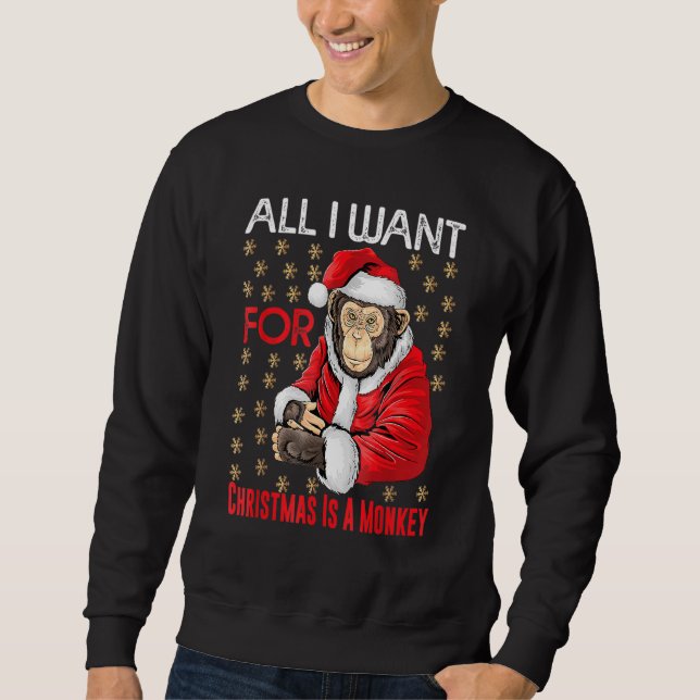 Sweatshirt Noël Singe Noël Singe Singe Pajama Animaux (Devant)