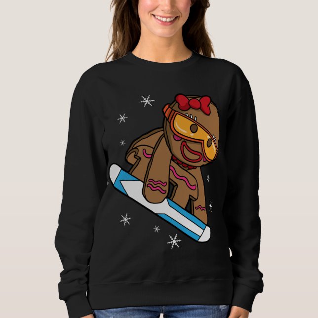 Sweatshirt Noël Snowboard Gingerbread Girl (Devant)