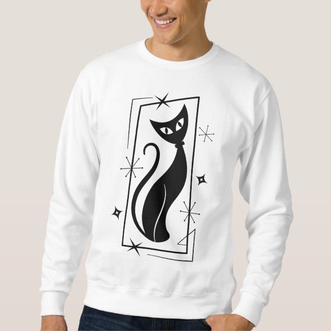 Sweatshirt Noël Star Chat Cool Mid-Century moderne atomique (Devant)