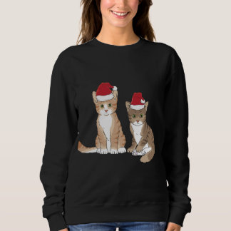 Sweatshirt Noël Tabby Kitten Rouge Santa Chapeau Meow Mignonn