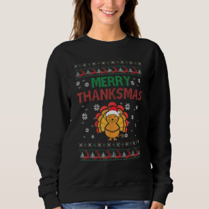 Sweatshirt Noël Thankesgiving Turquie Chat Satan Casquette