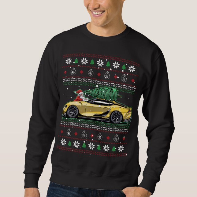 Sweatshirt Noël Toyota Supra A90 ! Best Car Guy Cadeau (Devant)
