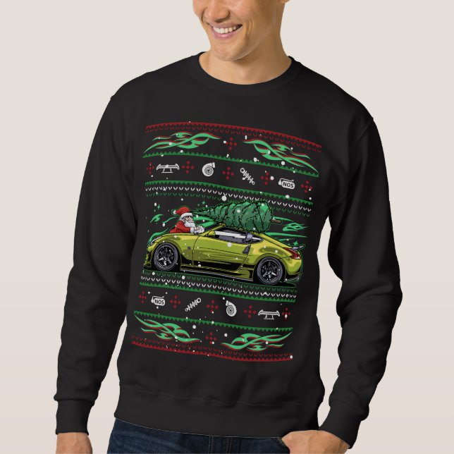 Sweatshirt Noël Vilain Nissan 370z z34 ! Super Car Guy Cadeau (Devant)