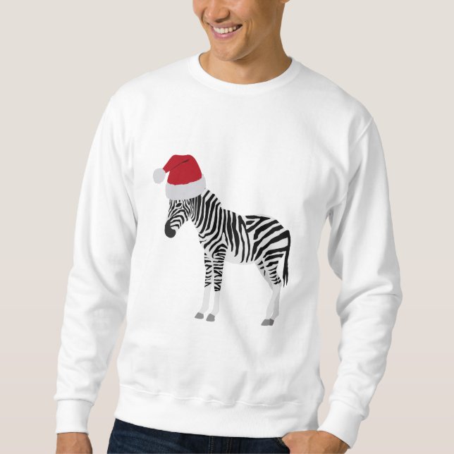 Sweatshirt Noël Zebra Funny Animal avec Santa Hat (Devant)