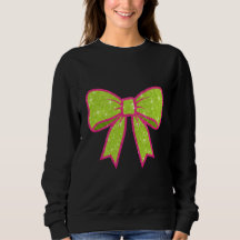 Noeud de Noël vert et rose vif avec une ambiance r