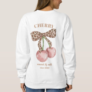 Sweatshirt Nœud Papillon Rétro Léopard Cerise Douce & Douille