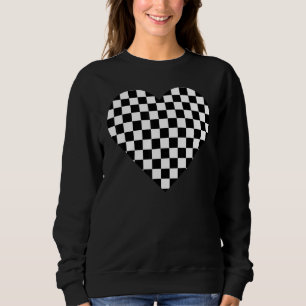 Sweatshirt Noir Blanc À damiers mignon jeu d'échecs Femmes Ho
