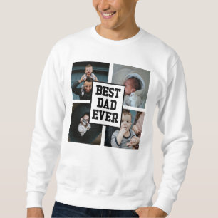 Sweatshirt Noir Blanc Meilleur Papa Jamais Photo Personnalisé
