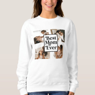 Sweatshirt Noir Blanc Meilleure Maman Jamais Photo personnali