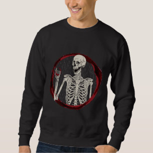 Sweatshirt Noir Comme Mon Squelette Soul Boire Du Vin Rouge O