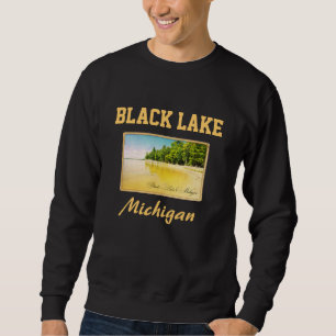 Sweatshirt noir de carte postale du lac Michigan