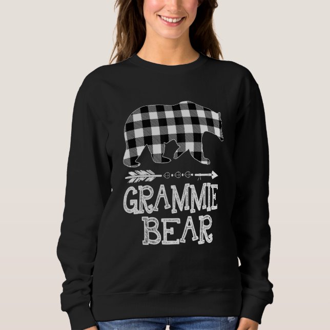 Sweatshirt Noir Et Blanc Buffle Plaid Grammie Bear Christy (Devant)