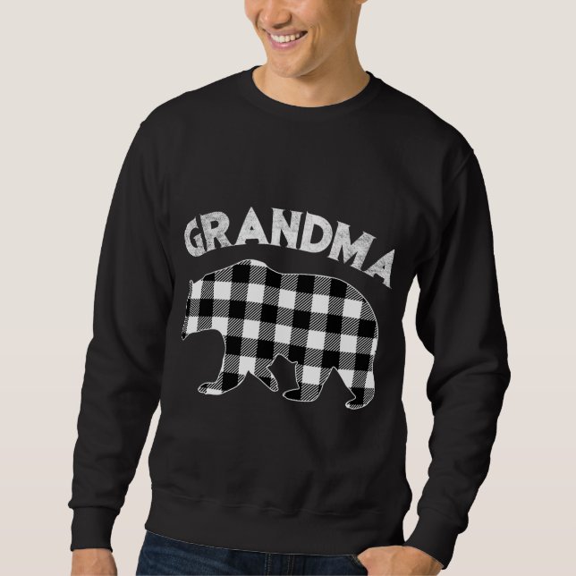 Sweatshirt Noir Et Blanc Buffle Plaid Grandma Bear Christy (Devant)