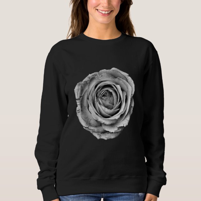 Sweatshirt Noir Et Blanc rose Joli Fleur (Devant)