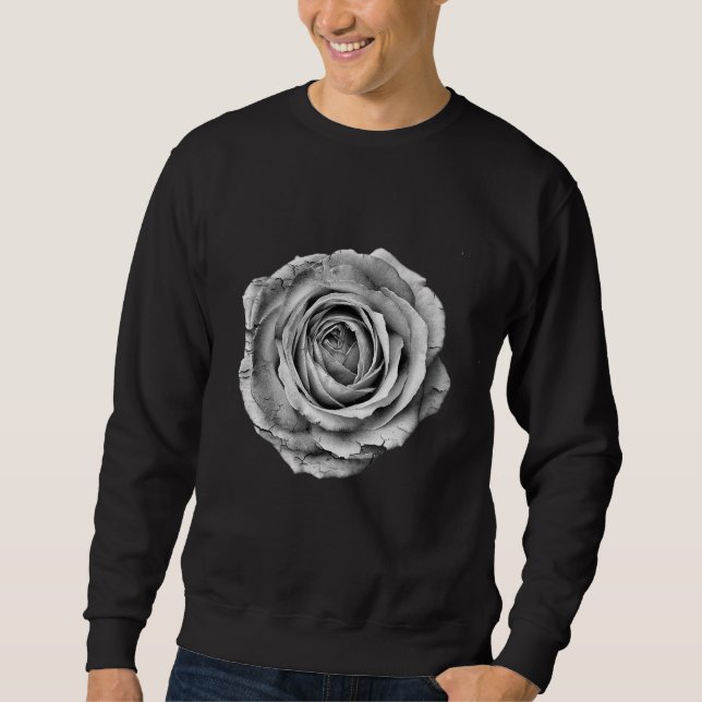 Sweatshirt Noir Et Blanc rose Joli Fleur (Devant)