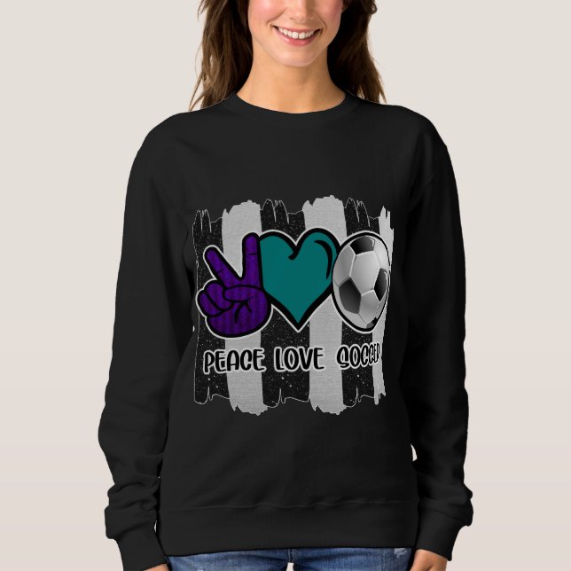 Sweatshirt Noir et blanc Striped Peace Love Soccer (Devant)