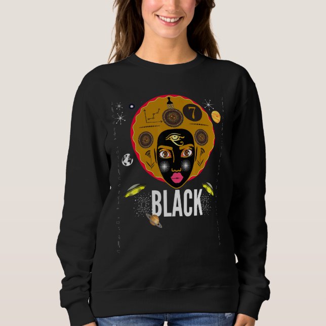 Sweatshirt Noir - Kemetic Egyptian Ankh Black Girl Magic Mel (Devant)