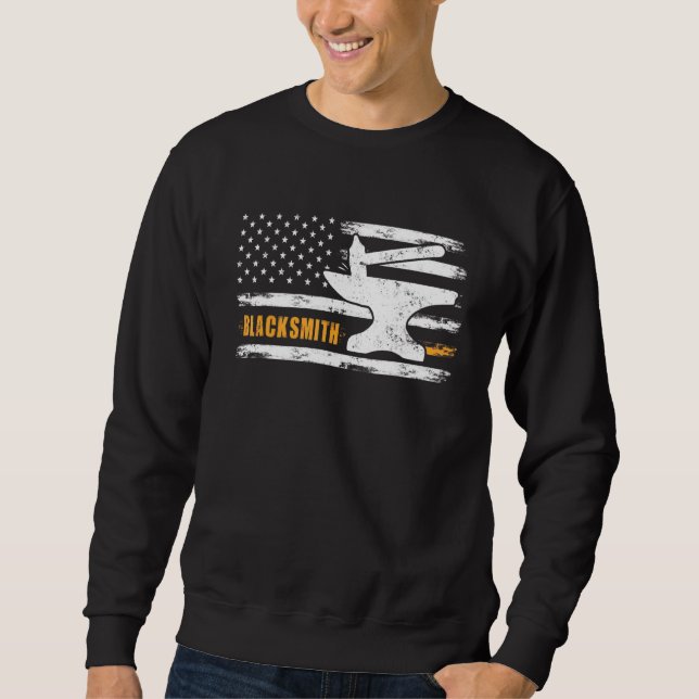 Sweatshirt Noir marteau Anvil Drapeau Couteau fabricant acier (Devant)