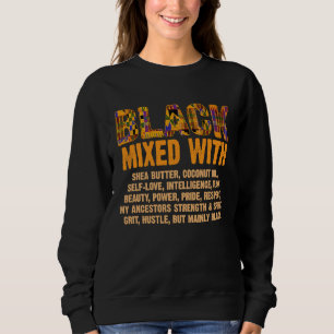 Sweatshirt Noir Mélangé Au Beurre De Shea Melanin Afro-Améric