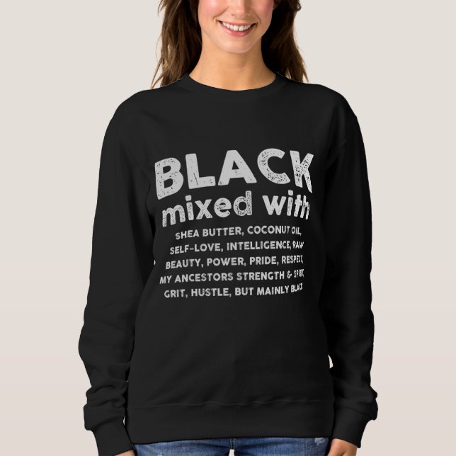 Sweatshirt Noir Mélangé Avec Beurre De Shea Afro-Américain (Devant)