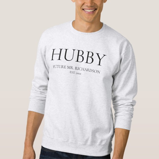 Sweatshirt Noir moderne Simple Mariage Groom Futur M. Hubby (Devant)