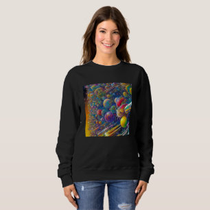 Sweatshirt noire femmes de la course spatiale