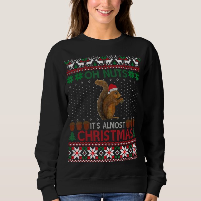 Sweatshirt Noix C'est Noël drôle Écureuil Santa Hat Ugly (Devant)